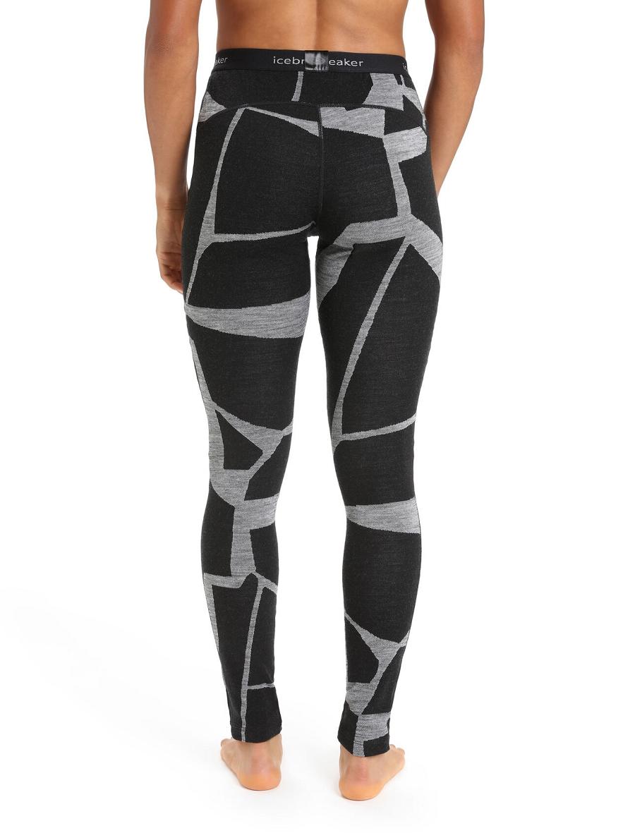 Black / Jet Heather Icebreaker Merino 250 Vertex Thermal Fractured Landscapes Women's Leggings | AU 1542ILHS